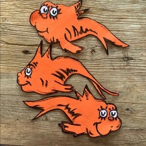Large Dr. Seuss Orange Fish Homemade Felt Patches - Teacher Decor - Halloween